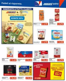 Volantino Mercatò Extra Pagina 17: Latte UHT parzialmente scremato La fattoria delle cose buone €0,79, Nutella biscuits €2,79