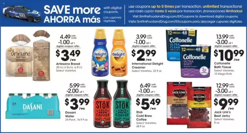 Smith's weekly ad week 38 Page 11: International Delight Creamer €2,99, Cottonelle bath tissue €10,99