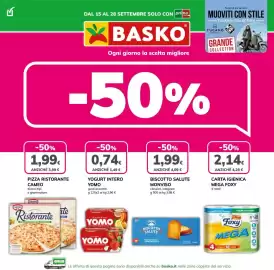 Volantino Basko Pagina 1: Carta igienica Mega Foxy €2,14, Biscotto salute Monviso €1,99