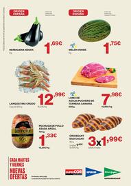 Catálogo Supercor Página 2: Origen - berenjena negra €1,69, Argal - pechuga de pollo asada €1,33
