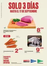 Catálogo Supercor Página 1: Pulpo sahariano €9,50, Filetes de 1 de espaldilla de ternera canaria €8,13