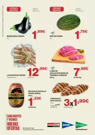 Catálogo Supercor Página 2: Origen - berenjena negra €1,69, Argal - pechuga de pollo asada €1,33