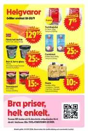 Nya Pulsen reklamblad vecka 38 Sida 11: Pasta Garafalo €10,00, Combiost Golden Dairy €25,00