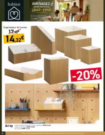 Catalogue Habitat page 4: Organisateur de bureau €14,32, Poubelle de bureau en bois avec intérieur laqué blanc €23,92