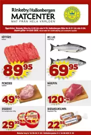 Rinkeby Matcenter reklamblad vecka 38 Sida 1: Köttfärs €89,95, Picnicbog €49,95