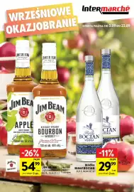 Intermarche gazetka | Alkohole Strona 1: Wódka Biały Bocian €29,99, Burbon Jim Beam Kentucky Straight €54,99