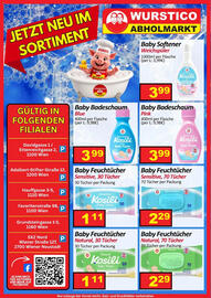 Wurstico Flugblatt Seite 12: Baby Badeschaum Blue Kosili €3,99, Baby Feuchttücher Sensitive Kosili €1,11