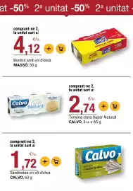 Folleto BonpreuEsclat Página 25: Calvo sardinetes en oli d'oliva €1,72, Massó bonítol amb oli d'oliva €4,12