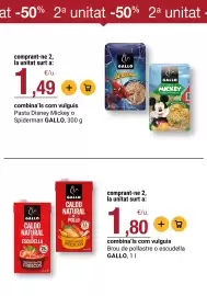 Folleto BonpreuEsclat Página 31: Gallo caldo natural de pollo €1,80, Gallo pasta disney mickey o spiderman €1,49