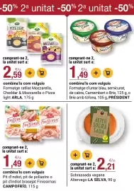 Folleto BonpreuEsclat Página 36: Arla formatge ratllat Mozzarella, Cheddar & Mozzarella o Pizza light €2,59