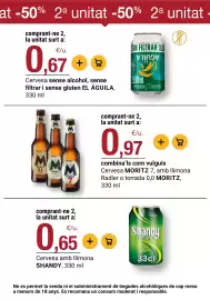 Folleto BonpreuEsclat Página 41: El Águila cervesa sense alcohol €0,67, Shandy Cervesa amb Ilimona €0,65