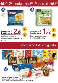 Folleto BonpreuEsclat Página 42: Cocinarte carxofes amb tempura €1,42, Pescanova anelles a la romana sense gluten €2,84