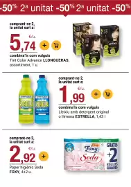 Folleto BonpreuEsclat Página 44: Llongueras Tint Color Advance €5,74, Foxy paper higiènic Seda €2,92