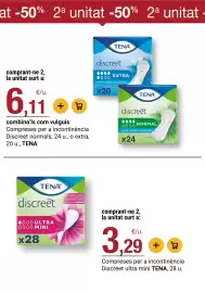 Folleto BonpreuEsclat Página 47: Tena discreet €6,11, Tena discreet ultra mini €3,29