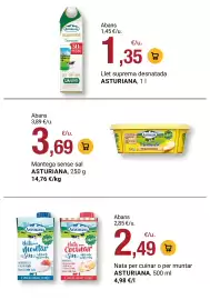 Folleto BonpreuEsclat Página 74: Asturiana mantega sense sal €3,69, Asturiana llet suprema desnatada €1,35
