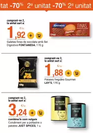 Folleto BonpreuEsclat Página 8: Just Spices sazonador para patatas €3,24, Lay's Patates fregides Gourmet €1,88