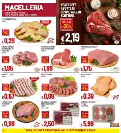 Volantino Galassia Pagina 10: Salamella / Luganega nostrana gourmet €2,50, Fiorentina di bovino adulto Scottona €1,99