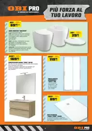 Volantino OBI Pagina 6: Serie sanitari "Genziana" €69,99, Porta doccia scorrevole "Sixty" 120 €119,00