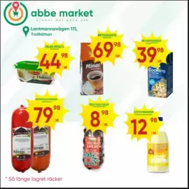 Abbe Market reklamblad Sida 2: Mortadella nötteravon €79,98, Mjölk m bananmæ €12,98