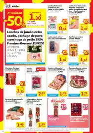 Folleto Alcampo Página 8: Jumbo salchichas €1,20, Deraza ibérico salchichón o chorizo ibérico de bellota €1,59