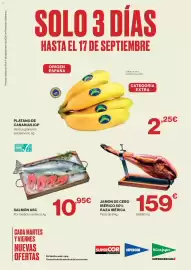 Catálogo Hipercor Página 1: Plátano de Canarias IGP €2,25, Jamón de Cebo Ibérico 50% Raza Ibérica €159,00