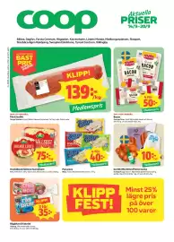 Coop Nära reklamblad vecka 38 Sida 3: Arla Hushållsost €75,00, Bacon €10,00