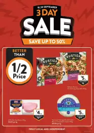 Foodworks catalogue week 38 Page 7: Tasmanian Heritage Double Cream Brie or Camembert Cheese €25,00, DON Pan Size Bacon €4,00