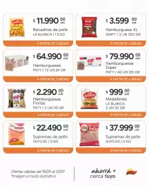 Catálogo El Milagro Mayorista semana 38 Página 14: Paty hamburguesas €64.990,00, Soychú supremas de pollo €37.999,00