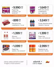 Catálogo El Milagro Mayorista semana 38 Página 17: Vual papel hig. doble hoja €1.399,00, Escudo repelente aer. €2.999,00