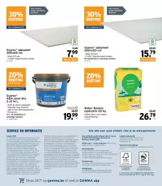 GAMMA folder Pagina 25: Weber Beamix egalisatie €26,79, Gyproc ABA-Joint Mix €19,99