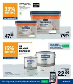 GAMMA folder Pagina 36: Gamma binnenlak €22,09, Gamma superieur muurverf €79,99
