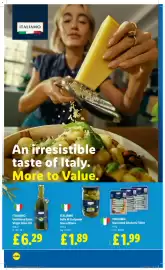 Lidl leaflet week 38 Page 10: Italiamo marinated anchovy fillets €1,99, Italiamo bella di cerignola green olives €1,89