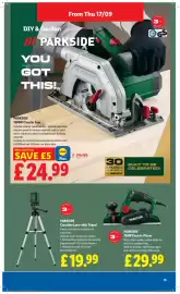 Lidl leaflet week 38 Page 15: Parkside Crossline Laser with Tripod €19,99, Parkside 750w electric planer €29,99