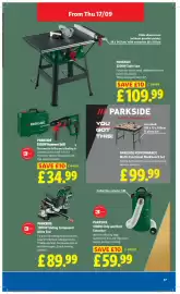 Lidl leaflet week 38 Page 17: Parkside performance multi-functional workbench set €99,99, Parkside 2200w Table Saw €109,99