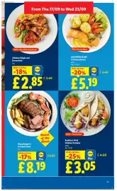 Lidl leaflet week 38 Page 5: Southern Fried Chicken Portions €3,05, Housekeeper's Cut Beef Joint €8,19