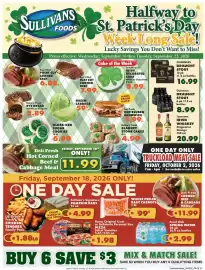 Sullivan's Foods weekly ad week 38 Page 1: Guinness draught stout €16,99, Guinness draught stout €8,99