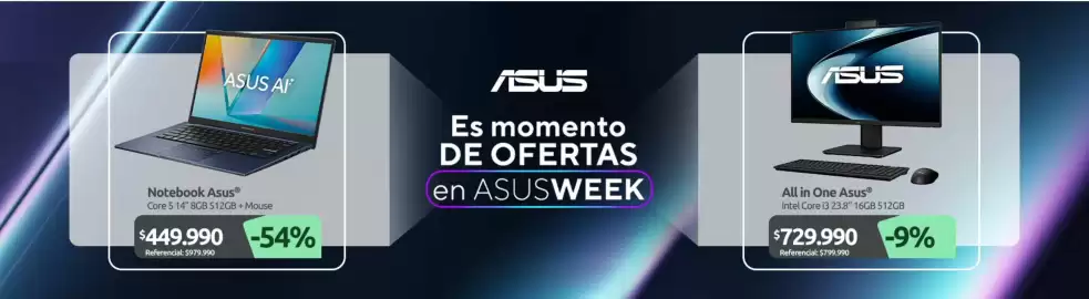 Catálogo PC Factory Página 2: Asus - notebook core 5 14 8gb 512gb + mouse €449.990,00