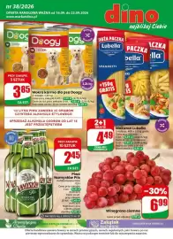 Dino gazetka tydzień 38 Strona 1: Piwo Namysłów Pils €2,45, Mokra karma dla psa z drobiem Doogy €3,85