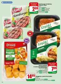 Dino gazetka tydzień 38 Strona 46: Nuggetsy z piersi kurczaka Drosed €14,95, Hamburger drobiowy Classic Yano €2,39