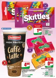 Dino gazetka tydzień 38 Strona 55: Napój mleczno-kawowy proteinowy Caffe Latte Ehrmann €4,99, Cukierki Skittles Fruits €1,99