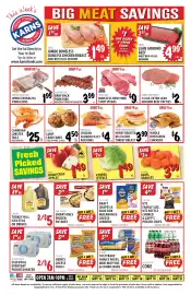 Karns weekly ad week 38 Page 1: Whole Boneless Pork Loins €1,99, Baby Back Pork Ribs €3,99