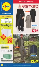 Catálogo Lidl semana 39 Página 1: Livarno cesto flexible para la colada €4,99, Esmara gabardina €17,99