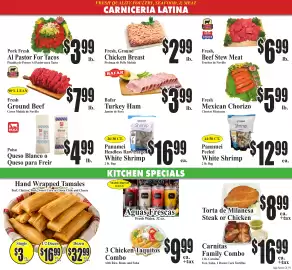Baja Ranch weekly ad week 38 Page 3: Bafar Turkey Ham €3,99, Panamei headless raw large white shrimp €16,99