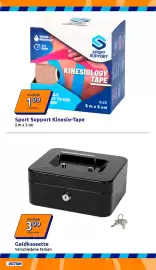 Action Flugblatt woche 38 Seite 14: Geldkassette €3,99, Sport Support Kinesio-Tape €1,99