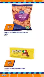 Action Flugblatt woche 38 Seite 17: Snacks of the World Chili Cracker Spicy €1,79, Tortina Schokoladenküchlein €1,95