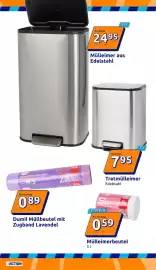 Action Flugblatt woche 38 Seite 24: Mülleimer aus Edelstahl €24,95, Tretmülleimer €7,95