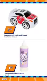 Action Flugblatt woche 38 Seite 9: Sau'cee Knoblauchsauce €1,95, Rennauto mit Licht und Sound €2,99