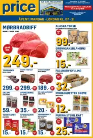 Price Lagerbutikk kundeavis Side 1: Mills Kyllingsalat Curry €20,00, Storfe rundbiff €189,00