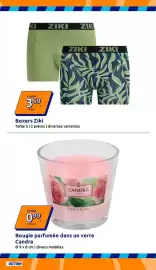 Catalogue Action semaine 38 page 2: ZIKI Boxers €3,59, CANDRA Bougie parfumée dans un verre €0,99