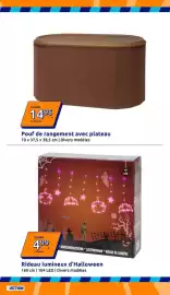 Catalogue Action semaine 38 page 21: Rideau lumineux d'Halloween €4,99, Pouf de rangement avec plateau €14,95